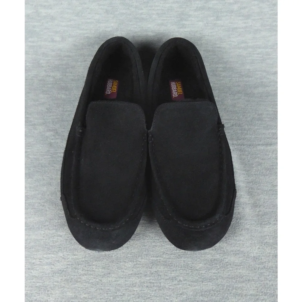 Samuel Hubbard Slipper Drivers Mens 9 M  Black Suede Shearling LinedLoafer